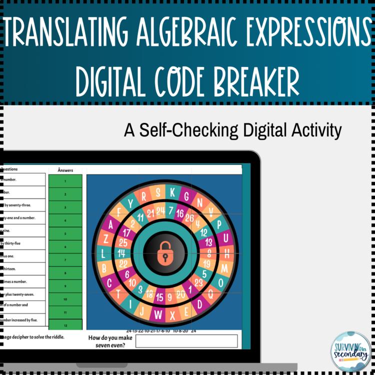 Translating Algebraic Expressions Cipher Pursuit Digital Resource Practice