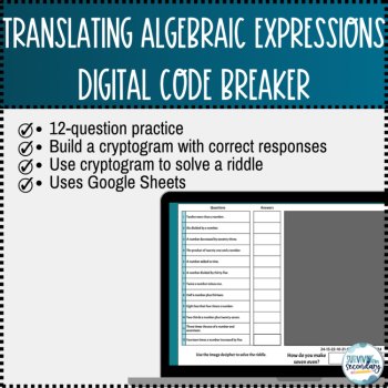 Translating Algebraic Expressions Cipher Pursuit Digital Resource Practice, image 2