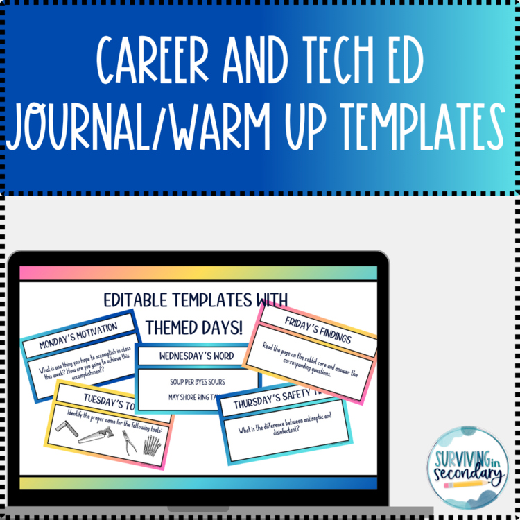 Career and Technical Education Editable Warm-Up Templates - CTE Bellringers