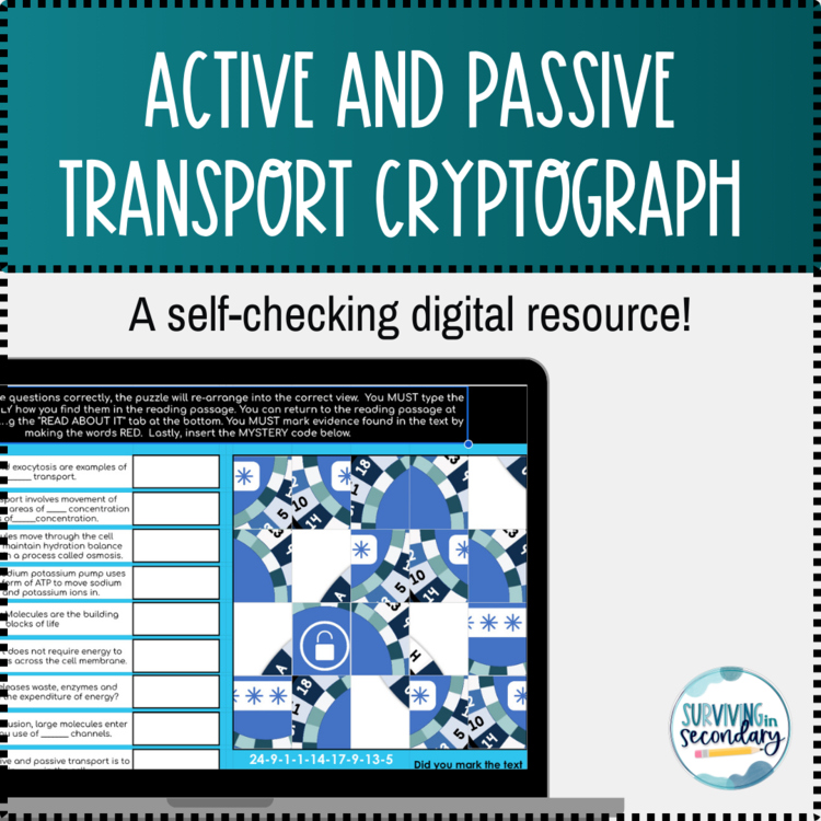 Active and Passive Transport Cryptograph Digital Resource Activity