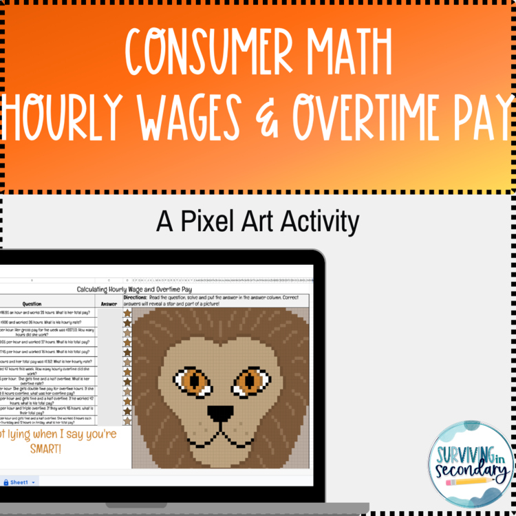 Calculating Hourly Wages and Overtime Pay Pixel Art