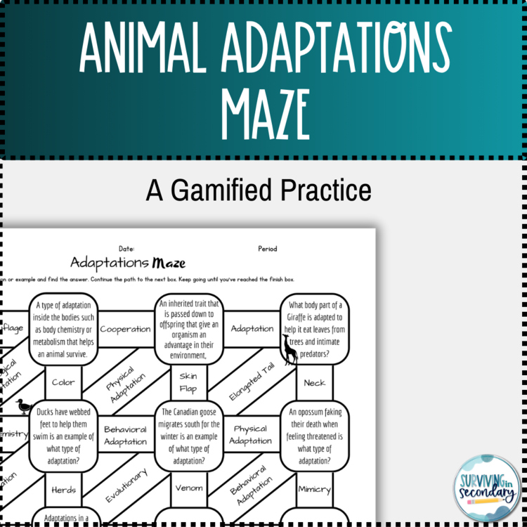 Animal Adaptations Maze Worksheet