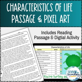 Characteristics of Living Things Passage & Pixel Art Activity, image 2