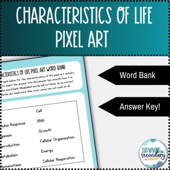 Characteristics of Living Things Passage & Pixel Art Activity, image 3