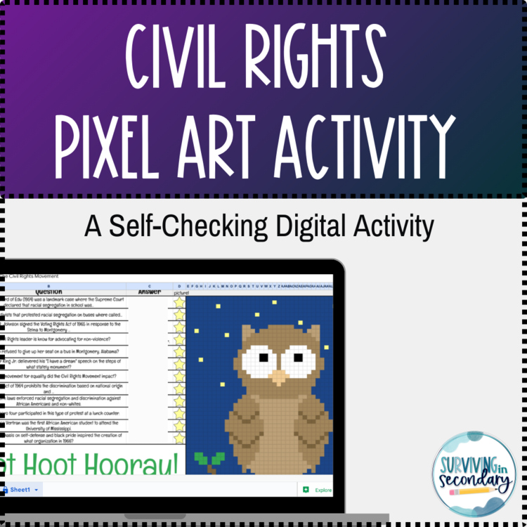 Civil Rights Self-Checking Pixel Art Activity