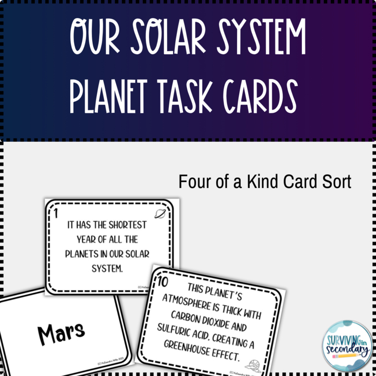 Our Solar System Planet Task Cards Sort