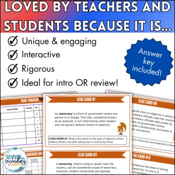 Types of Government Scavenger Hunt - Interactive Activity for Gov and Civics, image 4