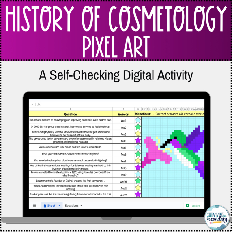 The History of Cosmetology Self-Checking Pixel Art
