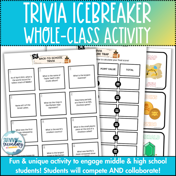 Trivia Icebreaker Game - Back to School Treasure Trap