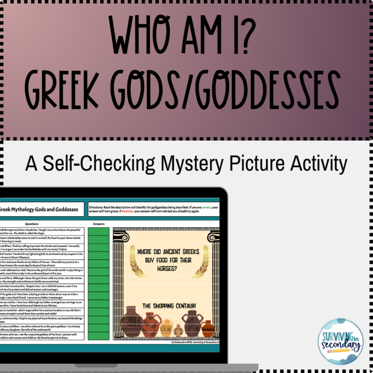 Who am I? Greek Gods/Goddesses Digital Mystery Picture