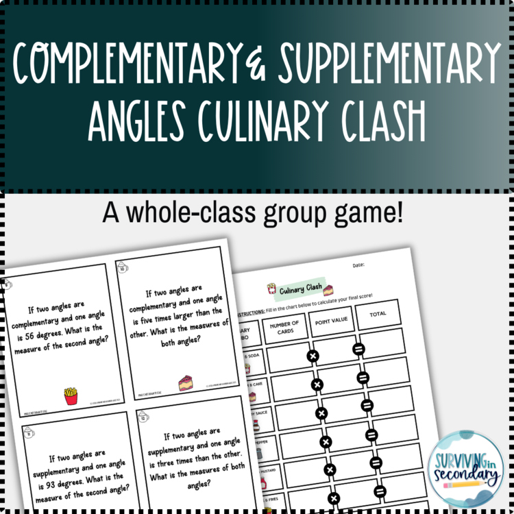 Complementary and Supplementary Angles Culinary Clash Review Game