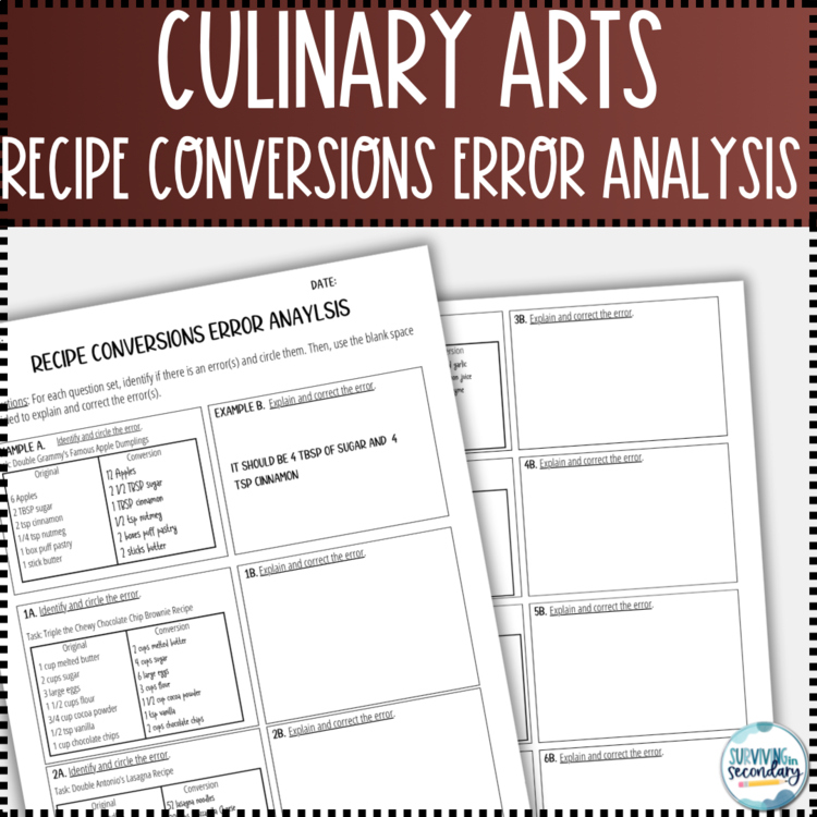 Culinary Arts Recipe Conversions Error Analysis