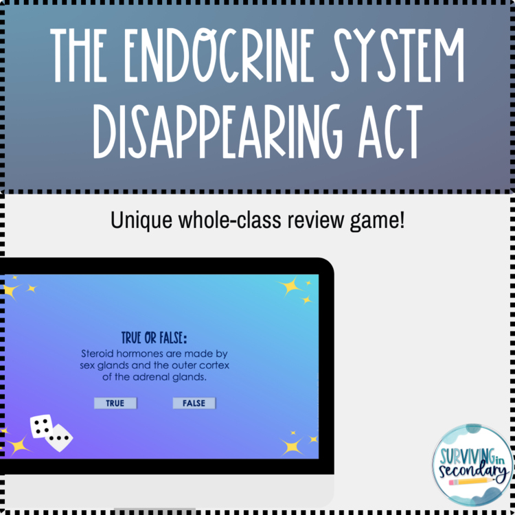 The Endocrine System Review Game - Disappearing Act Whole-Class Game