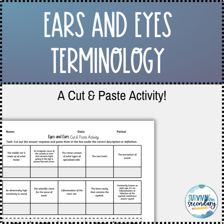 Ears and Eyes Cut and Paste Activity