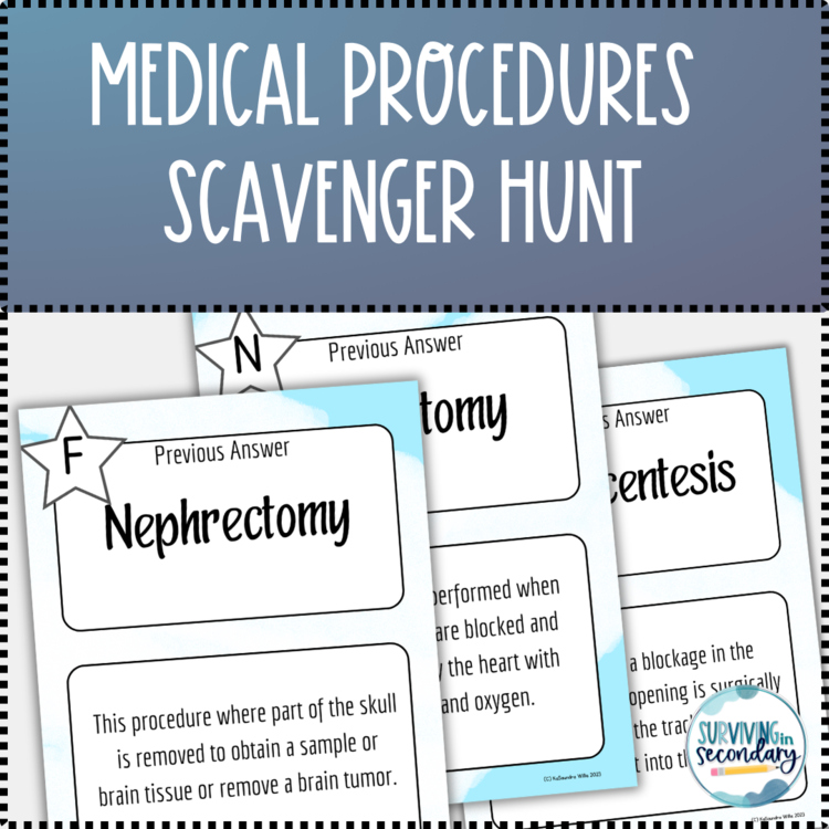 Medical Procedures Scavenger Hunt