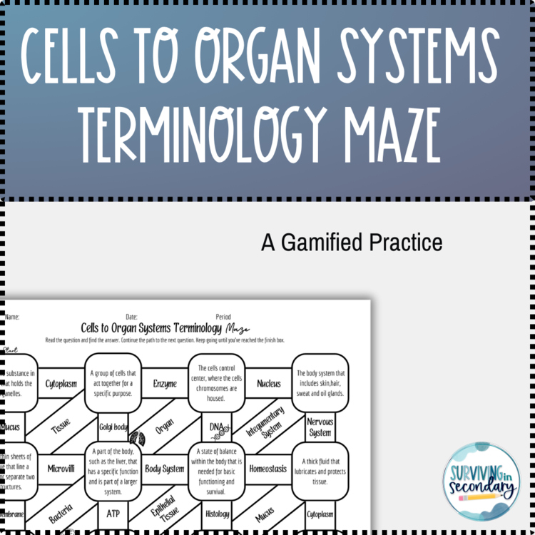 Cells to Organ Systems Medical Terminology Maze