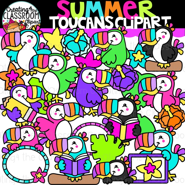 Summer Toucans Clipart {Toucans Clipart}