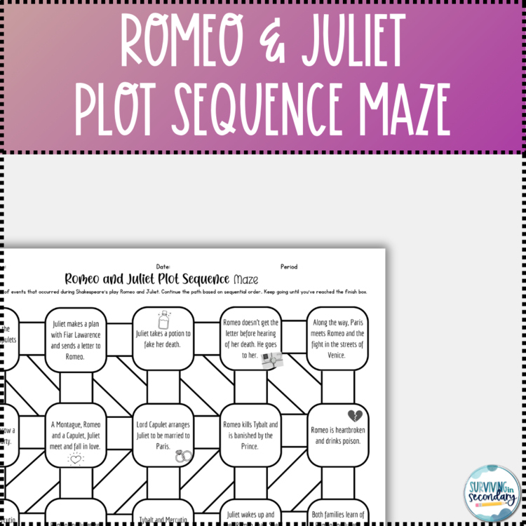 Romeo and Juliet Plot Sequence of Events Review Maze Activity