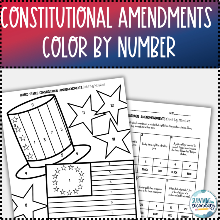 Constitution Day | Consitutional Amendments Coloring Activity