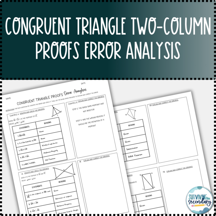 Congruent Triangles Two-Column Proof Error Analysis for Geometry