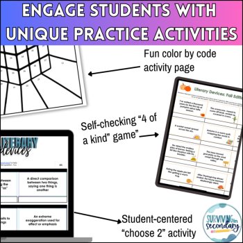 Literary Devices BUNDLE - No-Prep Review Activities for Secondary ELA Test Prep, image 3