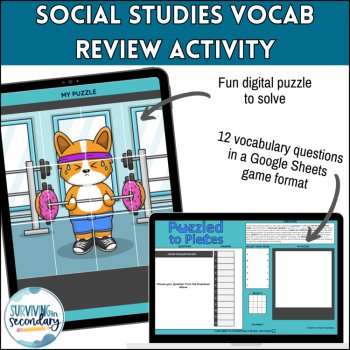 Progressive Era Vocabulary - Digital Self-Checking U.S. History Review Puzzle, image 2