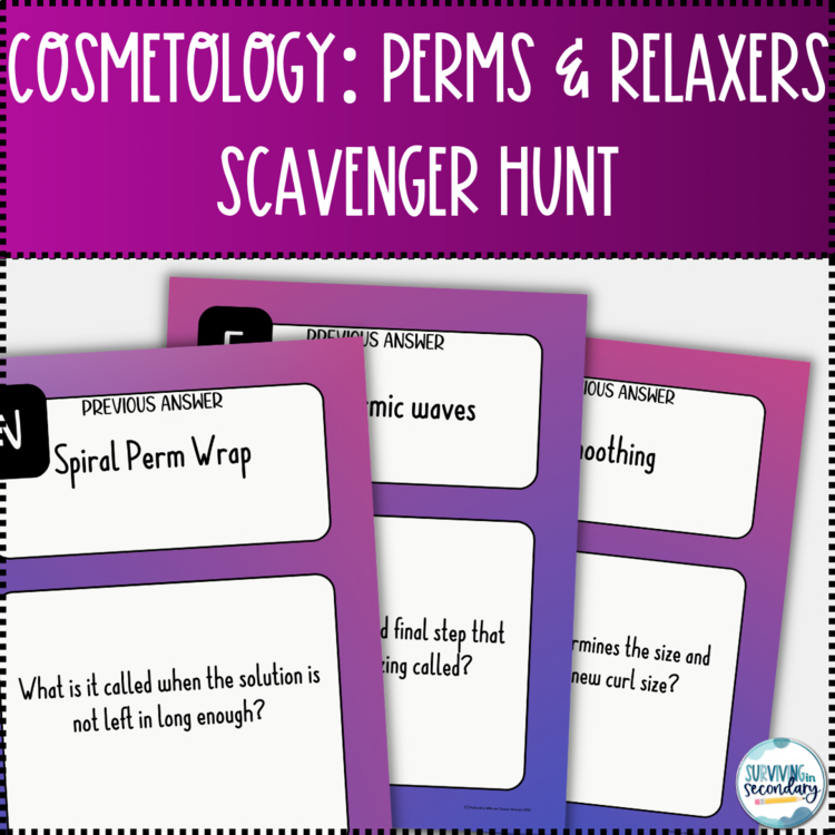 Cosmetology Perms and Relaxers Scavenger Hunt