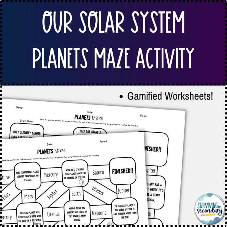 Our Solar System Planets Maze Worksheets