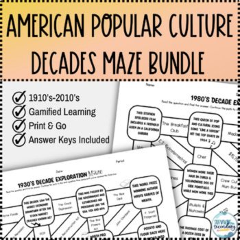 Popular Culture Decades Exploration Maze Bundle - Great for Grades 6-12, image 2