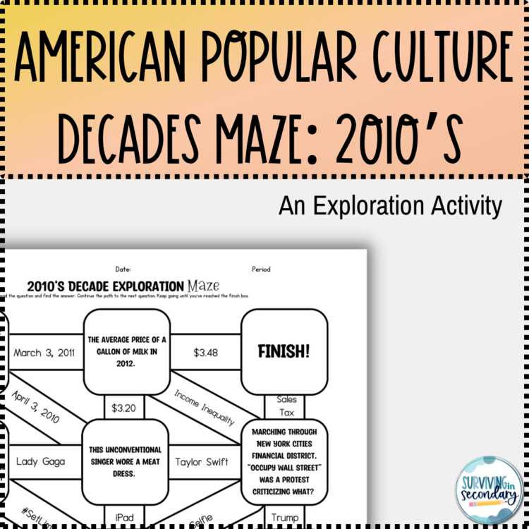 2010s Pop Culture Decade Exploration Maze - Perfect for Middle and High School