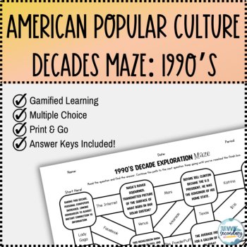 1990s Pop Culture Decade Exploration Maze - Perfect for Middle and High School, image 2