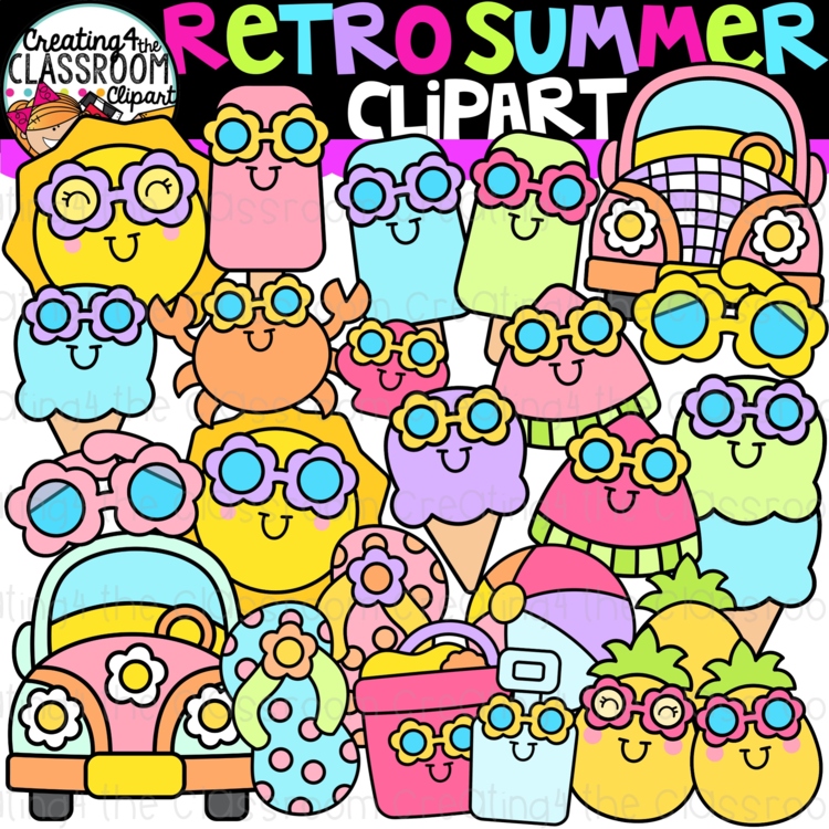 Retro Summer Clipart {Groovy Summer Clipart}