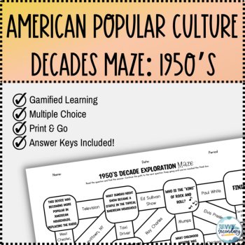 1950s Pop Culture Decade Exploration Maze - Perfect for Middle and High School, image 2