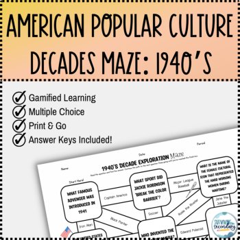 1940s Pop Culture Decade Maze Worksheet - Perfect for Middle and High School, image 2