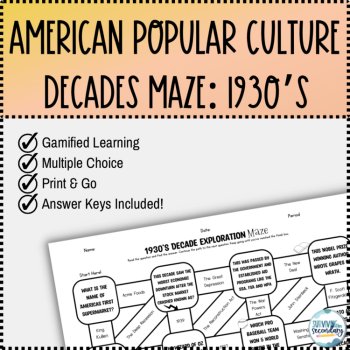 1930s Pop Culture Decade Exploration Maze - Perfect for Middle and High School, image 2