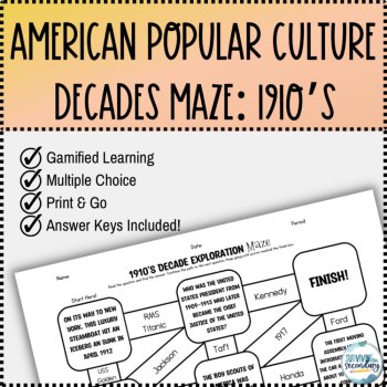 1910s Pop Culture Decade Exploration Maze - Perfect for Middle or High School, image 2