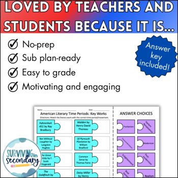 Major Works of American Literature Puzzle - No-Prep Cut & Paste Activity for ELA, image 3