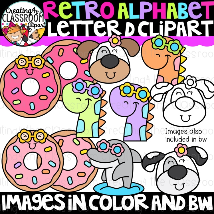 Letter D Clipart {Groovy Alphabet Clipart}