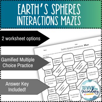 Earth’s Spheres Interactions Maze Worksheets, image 2