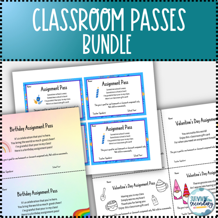 Classroom Passes Bundle - Classroom Management Tool & Positive Reward Printables