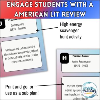 American Literary Movements Scavenger Hunt - Engaging Review of Time Periods!, image 3