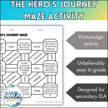 The Hero's Journey Vocabulary Maze - No Prep Review for Secondary ELA!, image 2