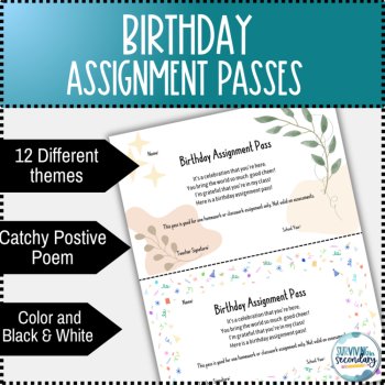 Student Birthday Assignment Passes & Incentives| Gifts | Rewards, image 2