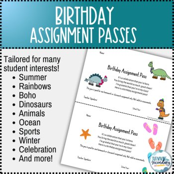 Student Birthday Assignment Passes & Incentives| Gifts | Rewards, image 3