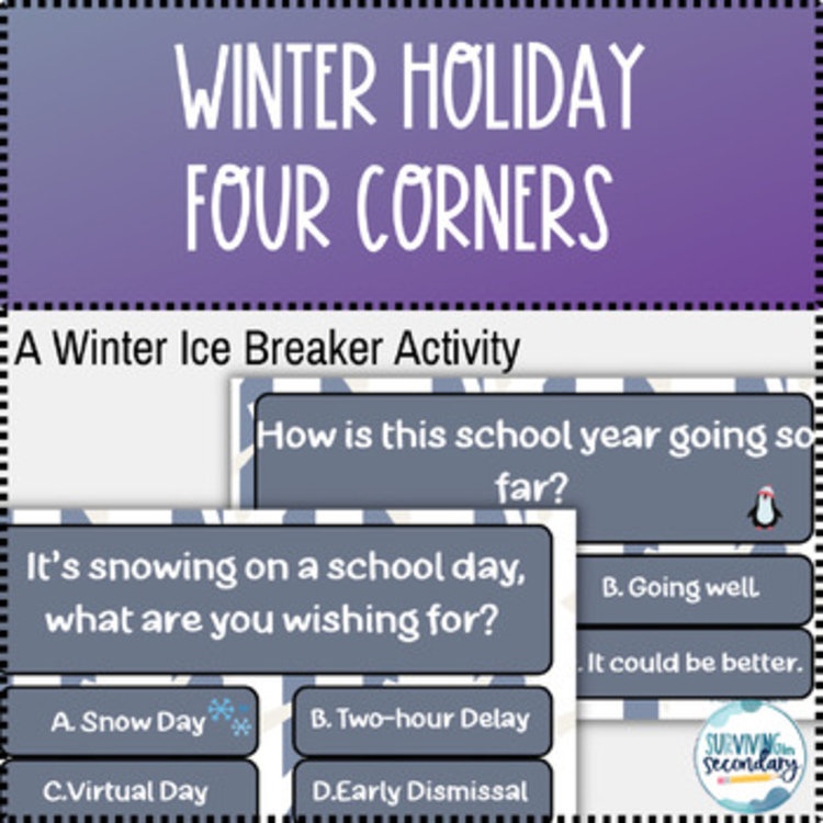 Winter Holiday Four Corners SEL/Ice Breaker Activity