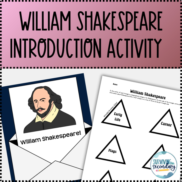 William Shakespeare Introduction Activity and Biography One Pager