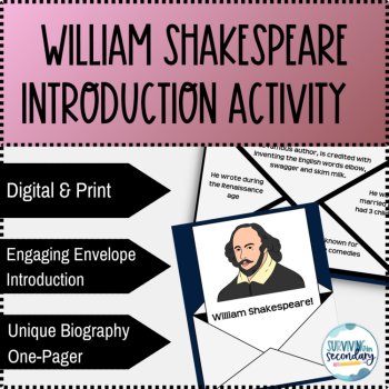 William Shakespeare Introduction Activity and Biography One Pager, image 2