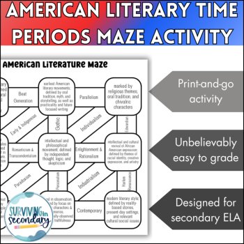 Time Periods in American Literature Maze - No-Prep English Language Arts Review!, image 2