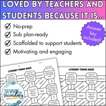Literary Terms Maze - No-Prep Review for Secondary English Language Arts!, image 3