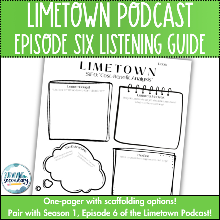 Limetown Episode 6 Podcast Listening Guide - One-Pager with Scaffolding Options!